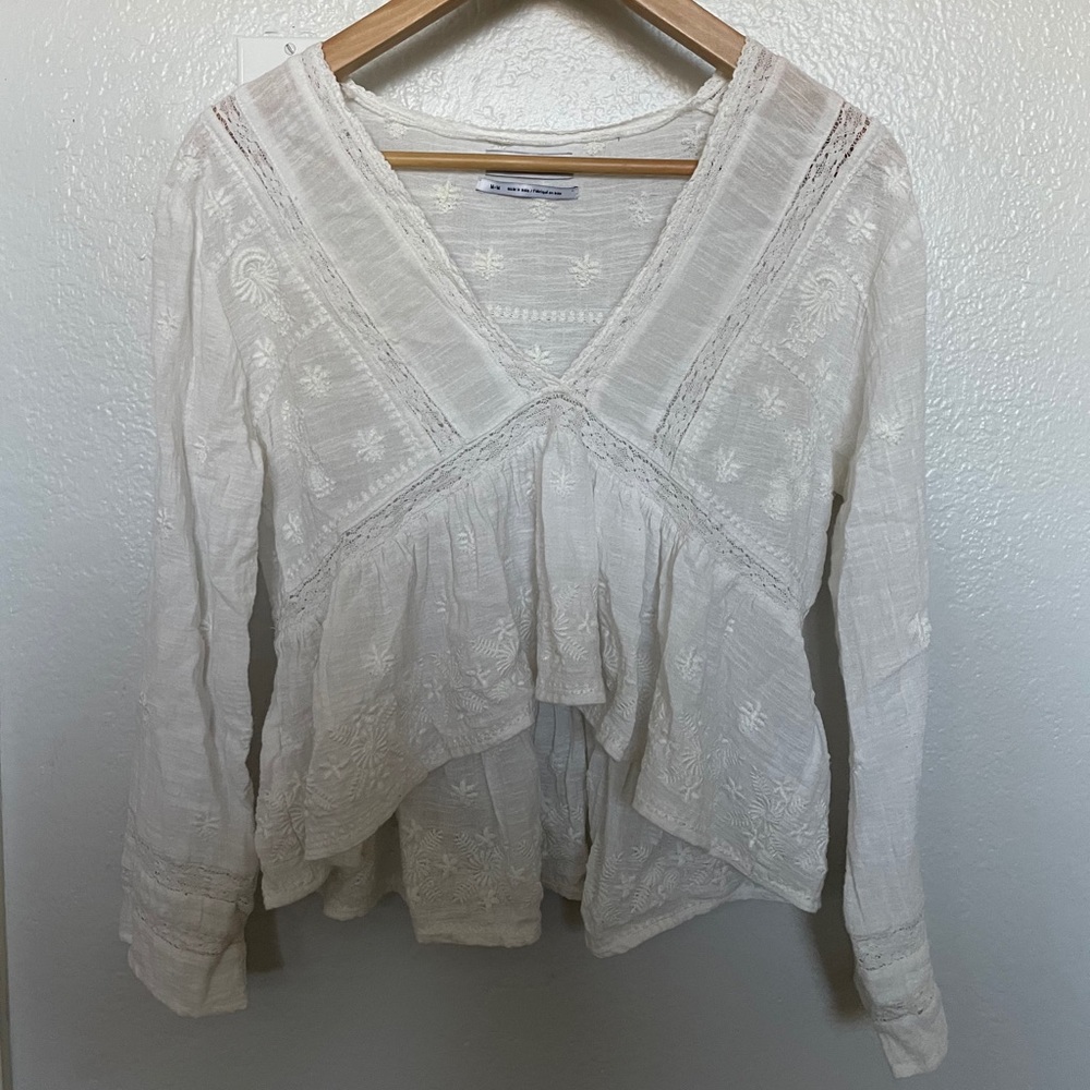 embroidered white long sleeve